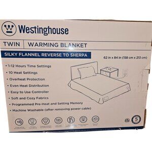 Warming Blanket Westinghouse Twin Silky Flannel Reverse to Sherpa 62" X 84"